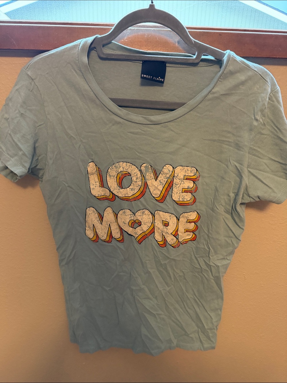 Sweet Claire Light Blue 'Love More' Retro Graphic Tee
